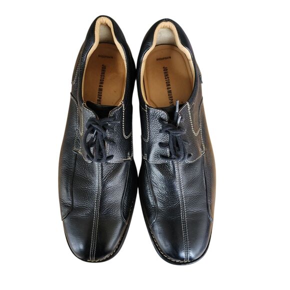 ​Johnston & Murphy Men 13 W Black Leather Shoes Comfort Oxfords Sheepskin Lining main image 10